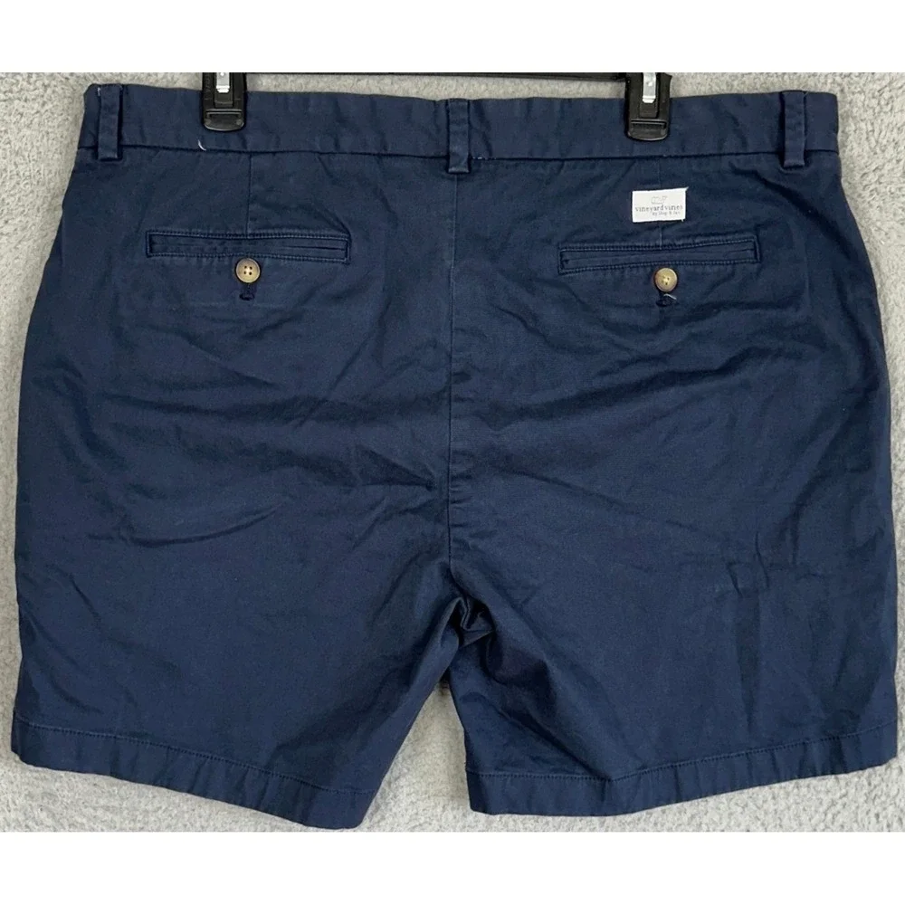 Vineyard Vines Breaker Shorts Mens 38 Navy Blue Khaki Chinos Stretch Flat Front